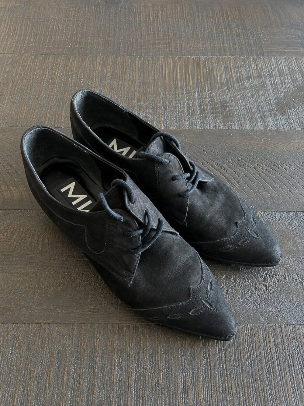 MIA Black Leather Oxford Heels Womens 8 Western Academia Witchy Vintage